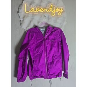 Columbia Womens Purple Packable Rain Jacket With Hood Size Small